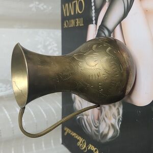 Vintage Midcentury Small 5" Tall Brass Decorative Water Pitcher Bud Vase